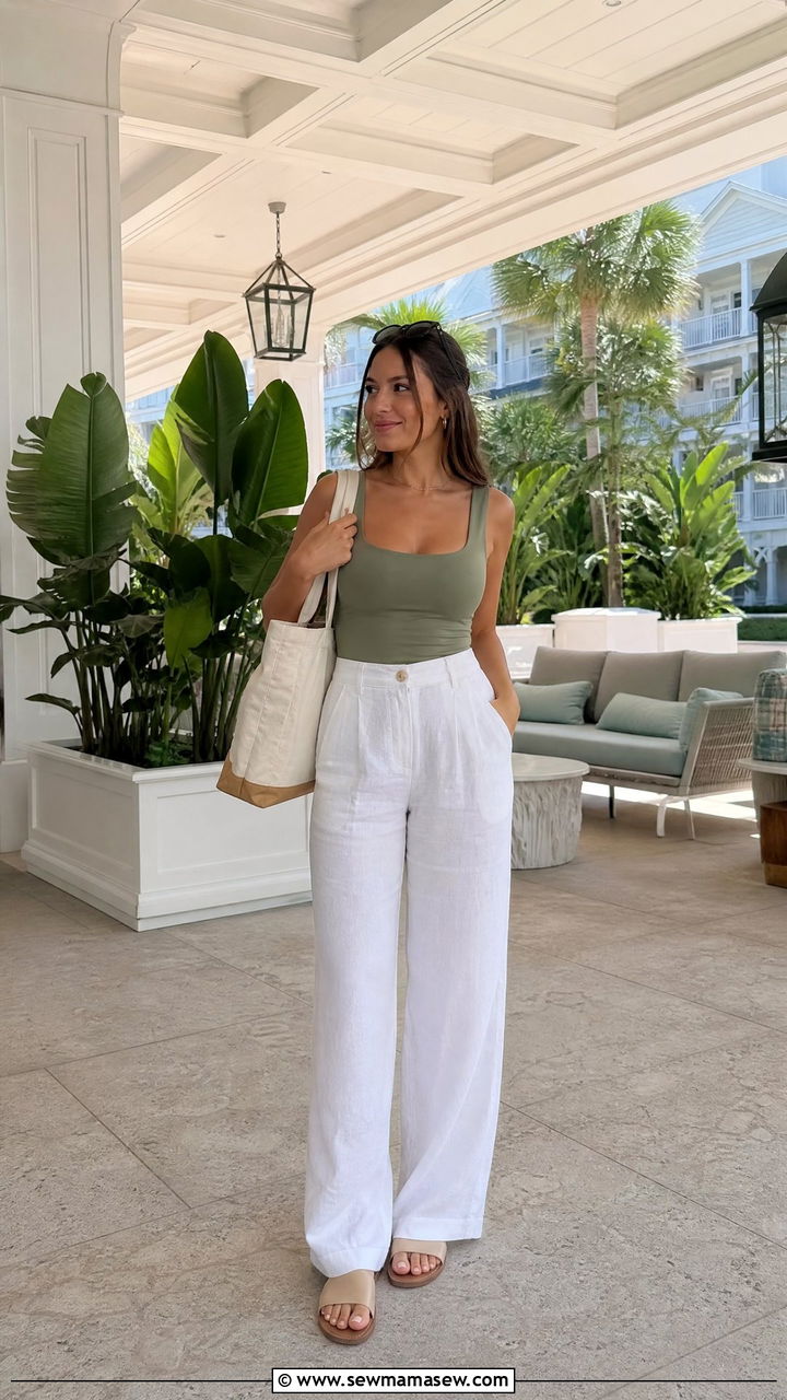 Linen Pants and Tank Top Disney World Spring Outfit - 30 Disney World outfit ideas spring