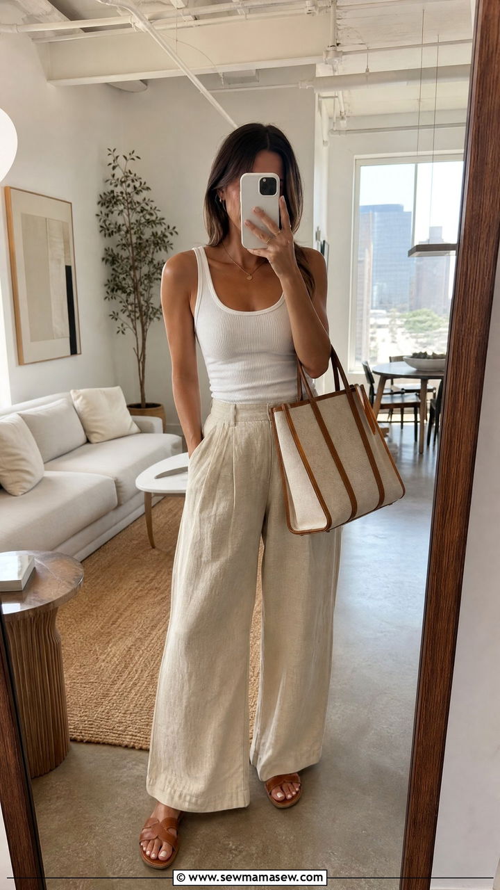 Linen Pants and Tank Top - 35 July outfit ideas