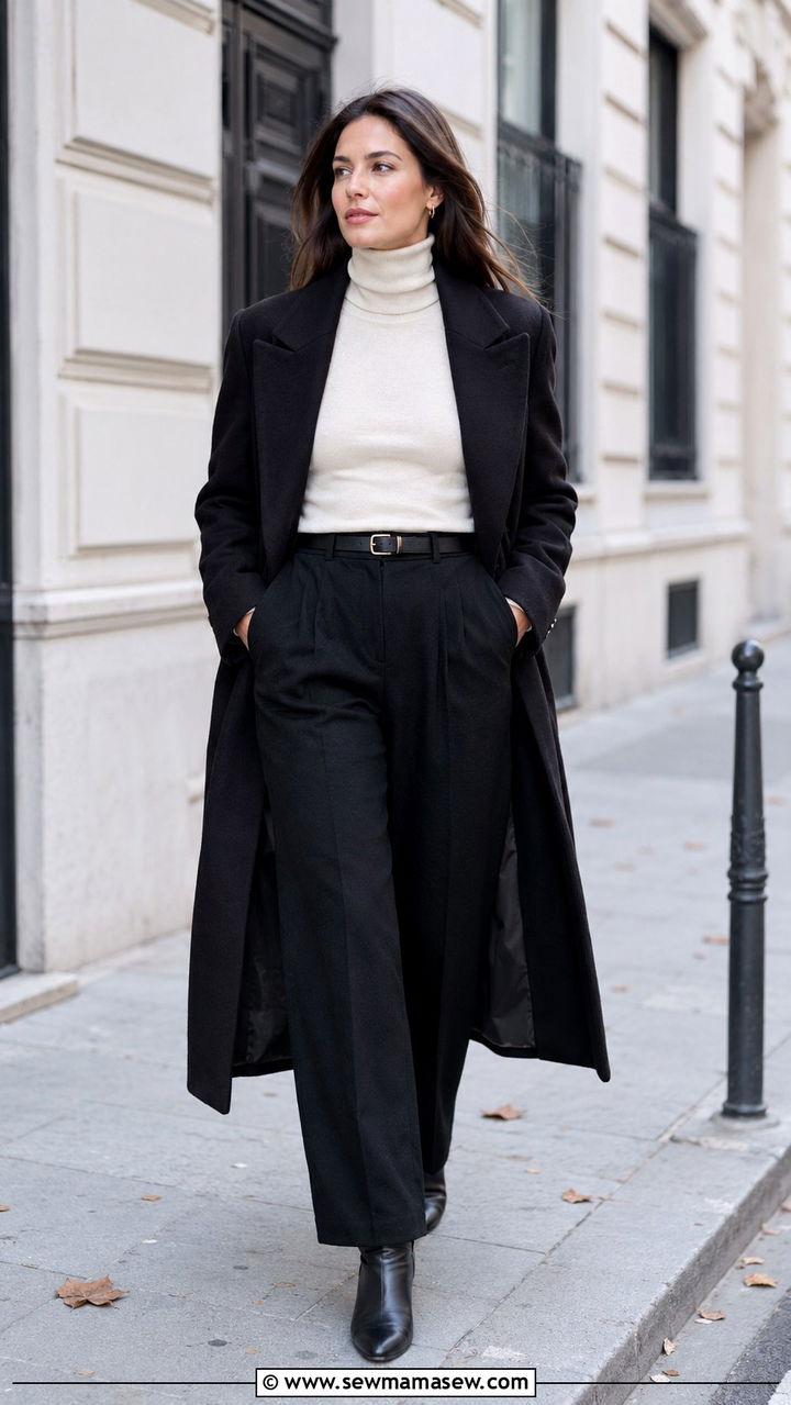 Linen Pants with Turtleneck Top - 30 how to style linen pants outfits