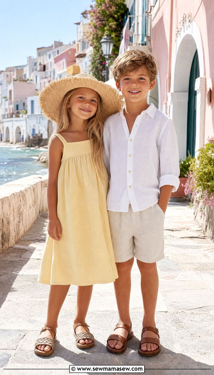 Linen Shirt And Shorts Sibling Outfits - 25 Spring sibling outfit ideas