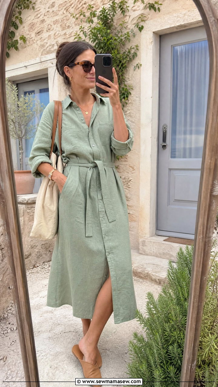 Linen Shirt Dress Countryside Summer Look - 30 Summer countryside outfits