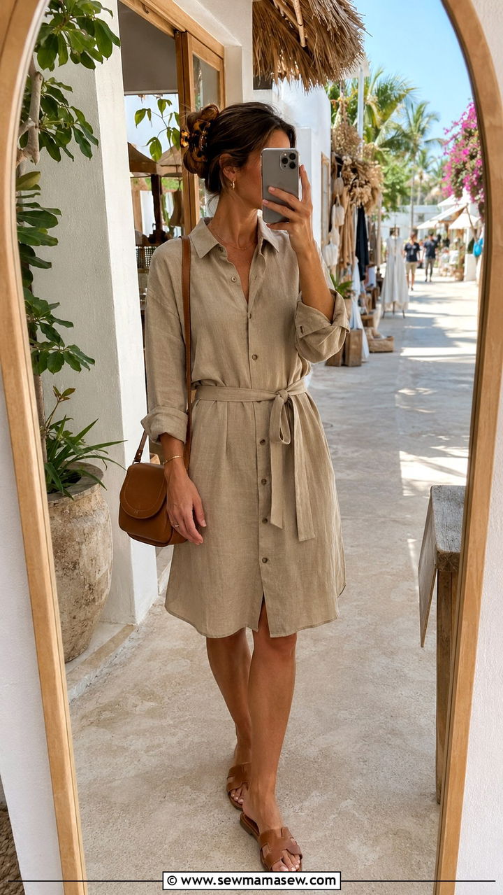 Linen Shirt Dress Resort Outfit - 25 seasonal resort vacation outfit ideas