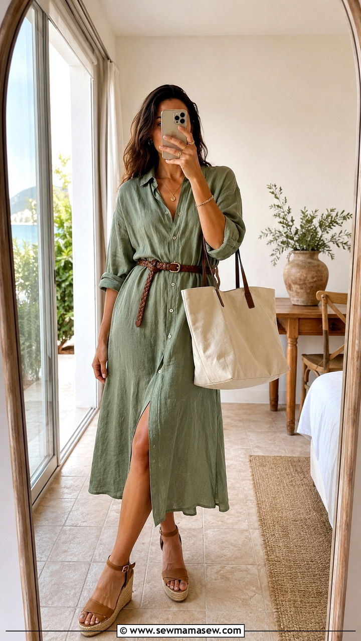 Linen Shirt Dress Vacation Outfit - 30 Vacation outfits for curvy women