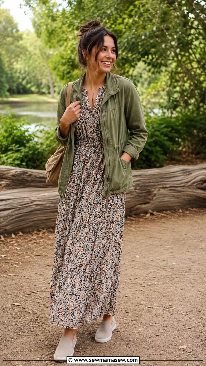 Linen Shirt Dress With Woven Belt and Flat Sandals - 30 Teacher outfits with dresses