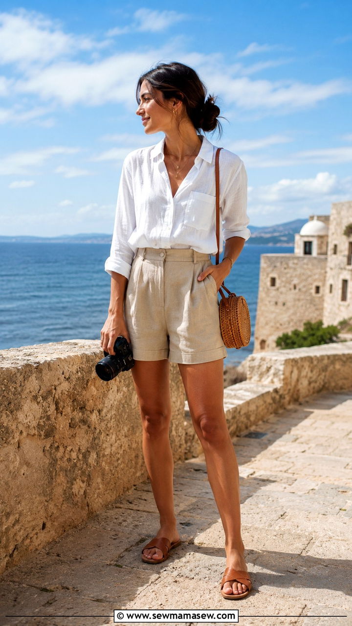 Linen Shirt and Tailored Shorts Photographer Outfit - 25 Photographer outfit ideas