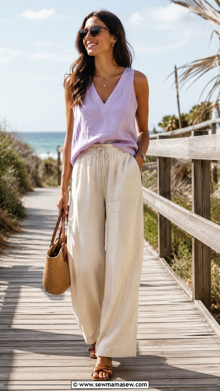 Linen Trouser Summer Outfit - 30 trouser outfit ideas for women
