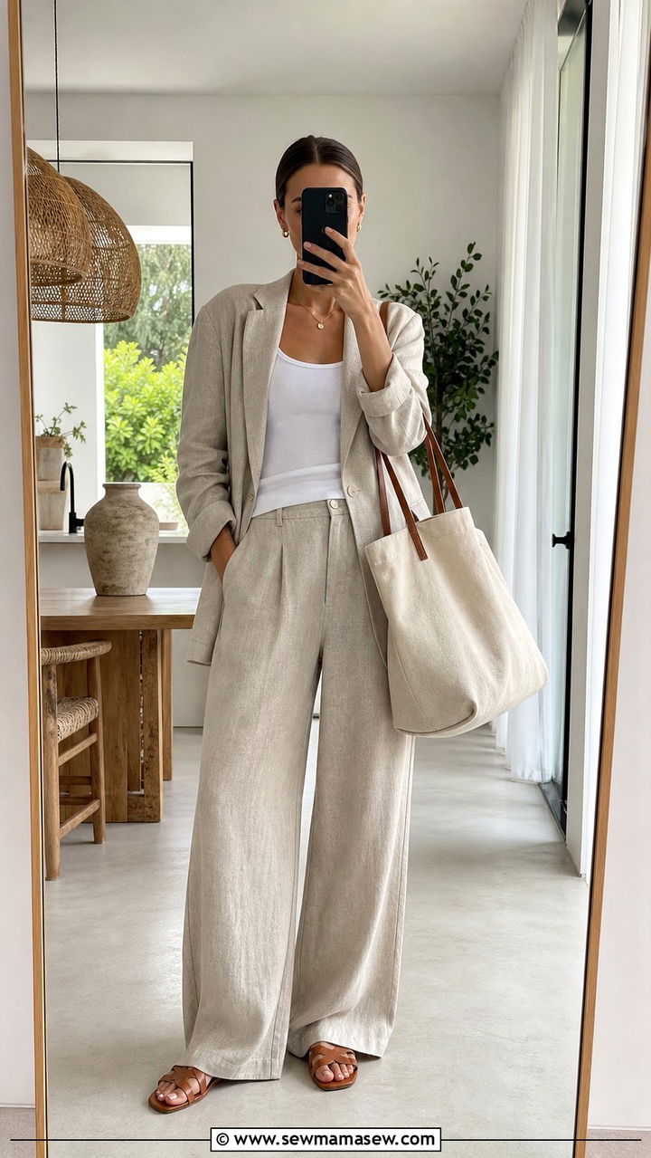 Linen Trousers and Unstructured Blazer Summer Outfit - 25 Summer 2026 outfit trends