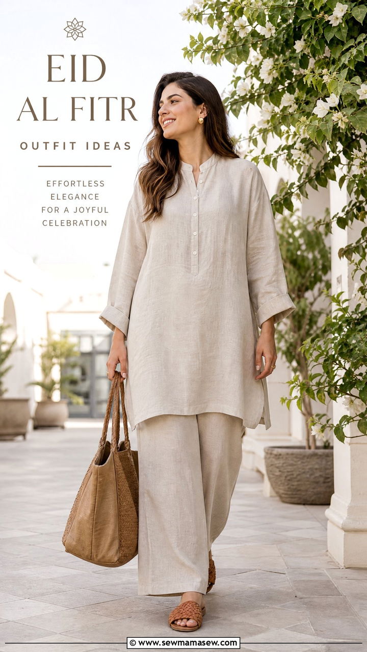 Linen Tunic with Wide Leg Trousers - 30 Eid al Fitr outfit ideas