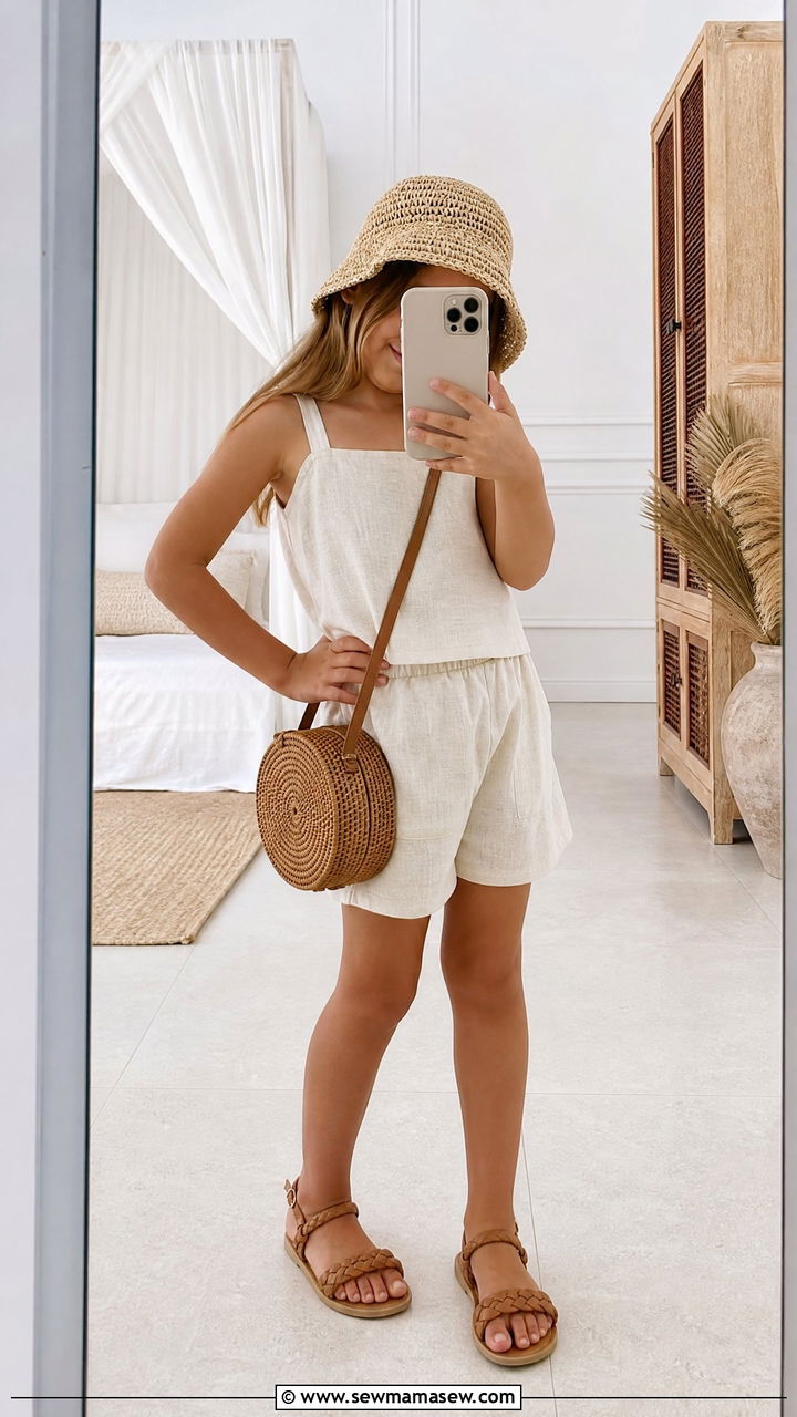 Linen Two Piece Set Outfit - 30 Summer outfits for little girls