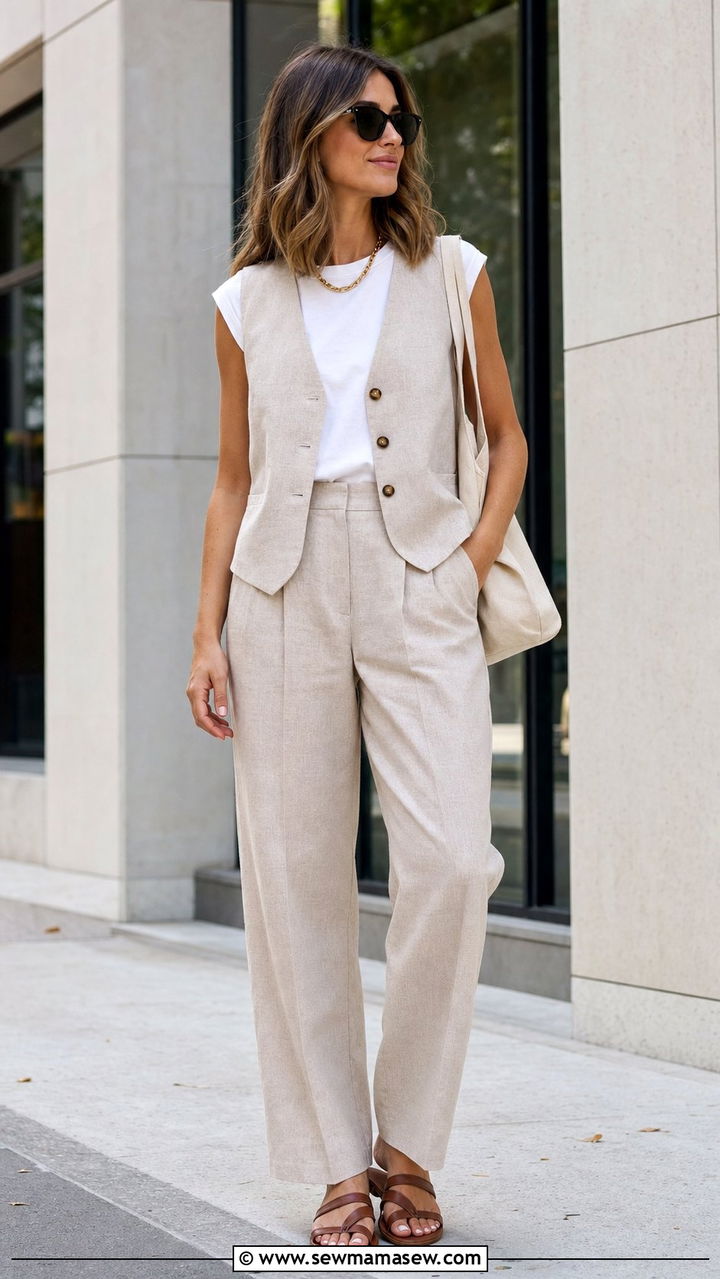 Linen Vest And Trousers Outfit - 25 spring summer 2026 outfits Pinterest