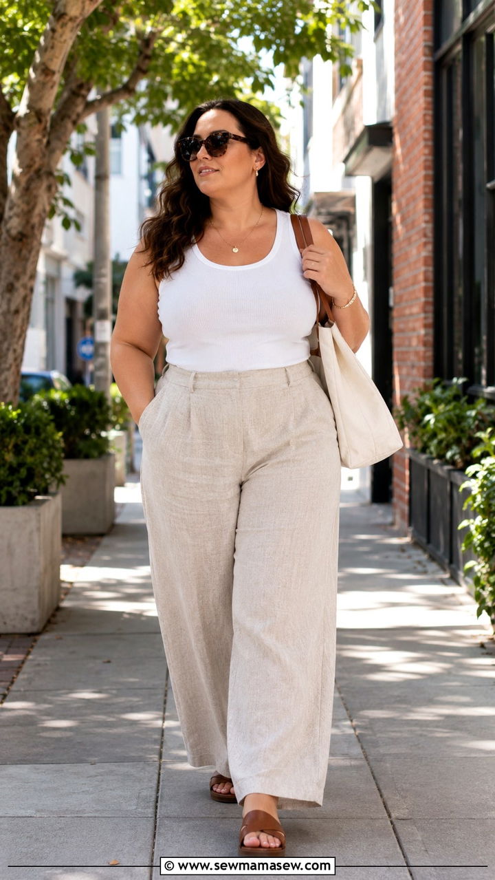 Linen Wide Leg Pants Outfit Size 12 Summer - 25 Plus size outfit ideas size 12 summer