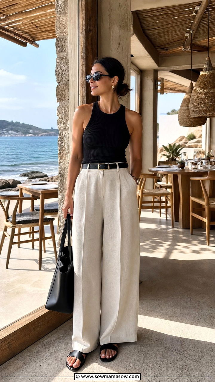 Linen Wide Leg Pants Outfit With Tank Top - 50 Summer Outfit Ideas for Women 2026