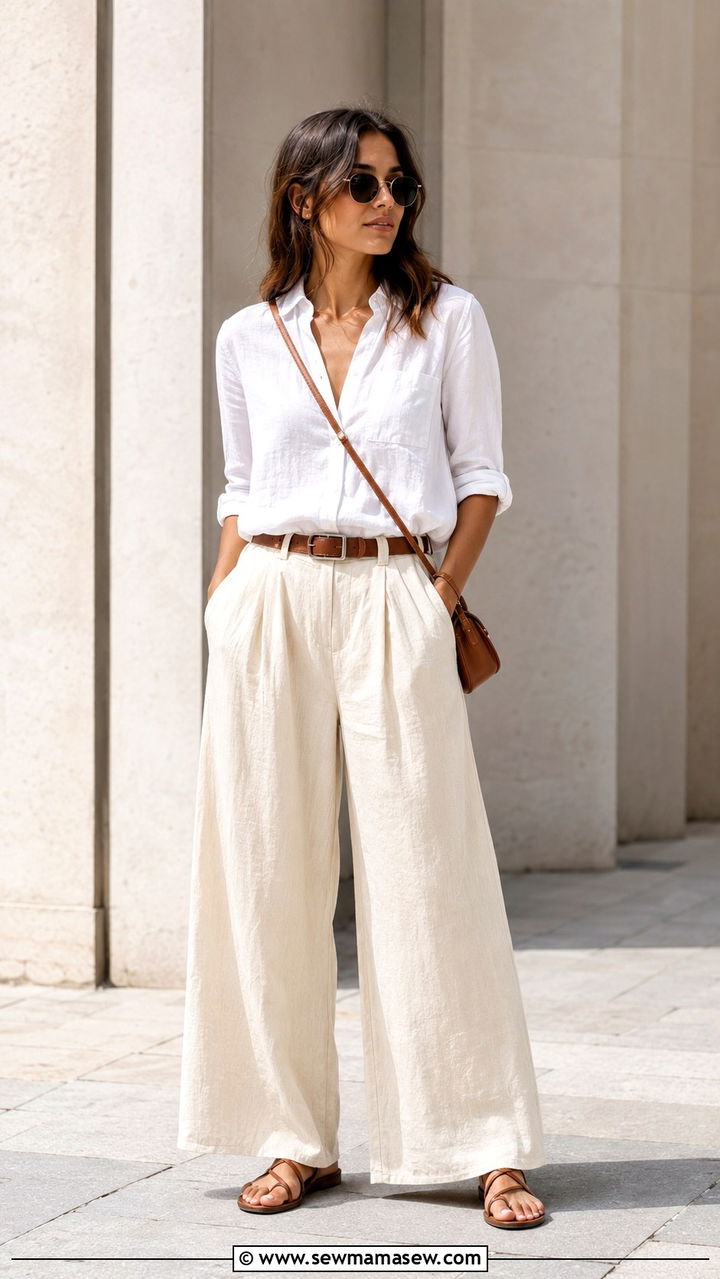 Linen Wide Leg Pants Summer Outfit - 30 Modest summer outfits