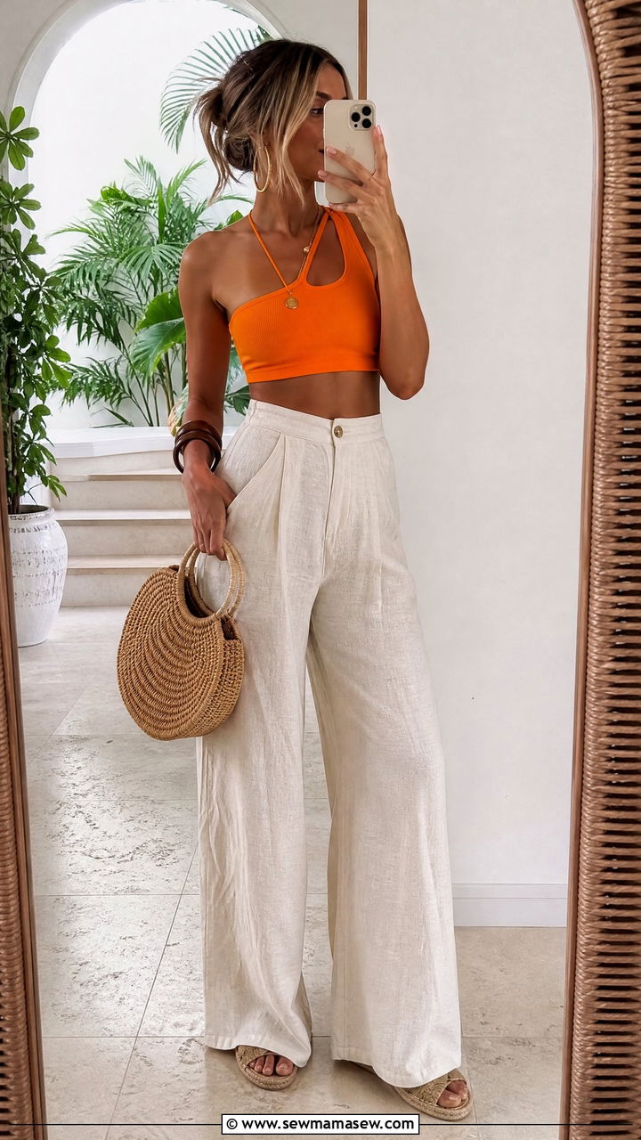Linen Wide Leg Pants With Crop Top Barbados - 25 Barbados outfit ideas
