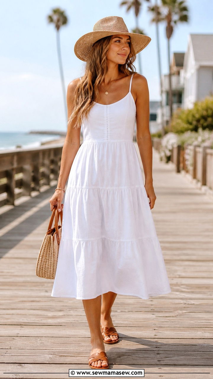 Linen Wide Leg Pants With Striped Tank And Espadrilles - 40 Coastal summer outfits