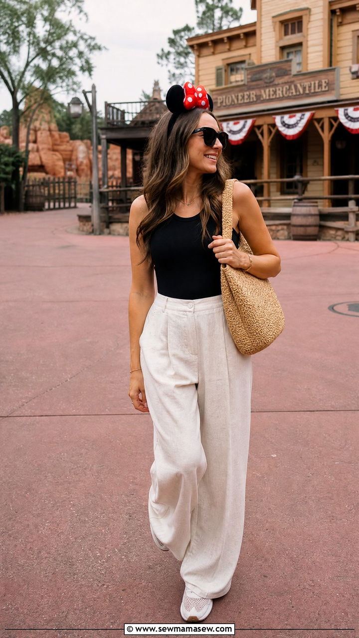 Linen Wide Leg Pants and Tank Outfit - 35 Magic Kingdom outfit ideas