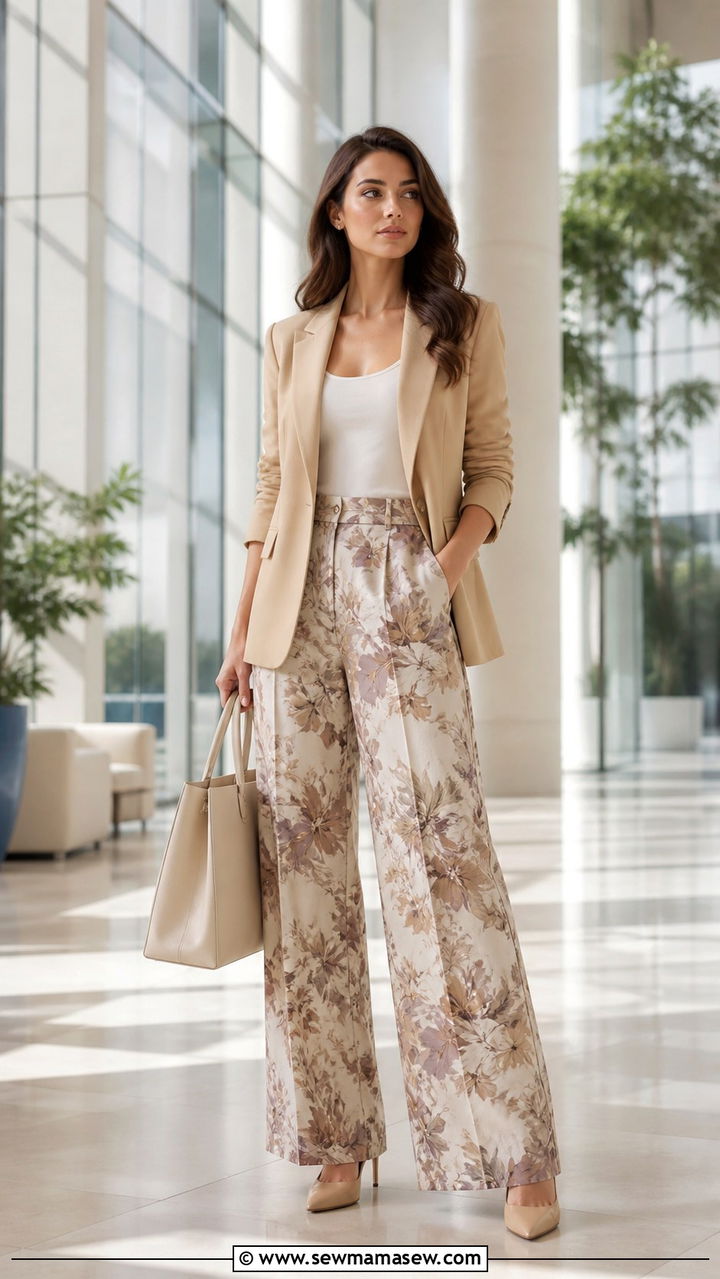 Linen Wide Leg Pants with Cropped Blazer Outfit - 40 spring work outfit ideas