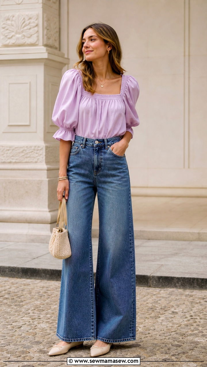 Linen Wide Leg Trousers and Cropped Cardigan - 40 spring cute outfit ideas