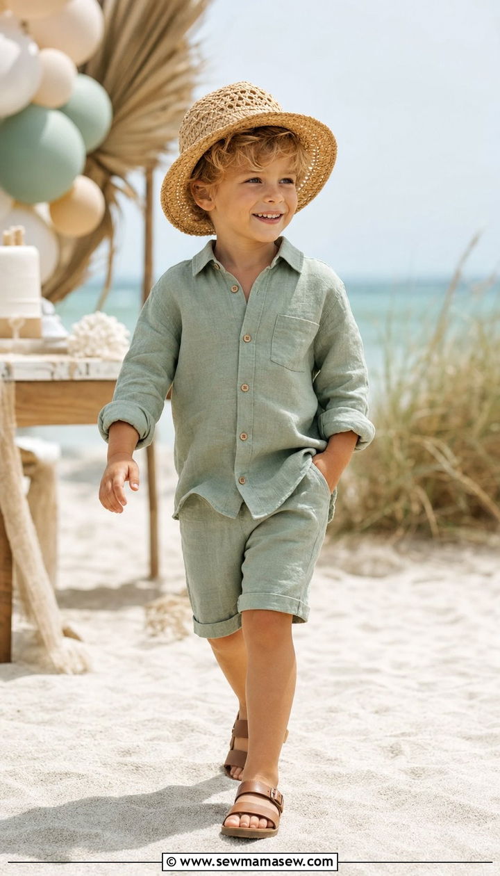 Linen birthday outfit for a summer party - 35 Birthday outfit ideas for kids