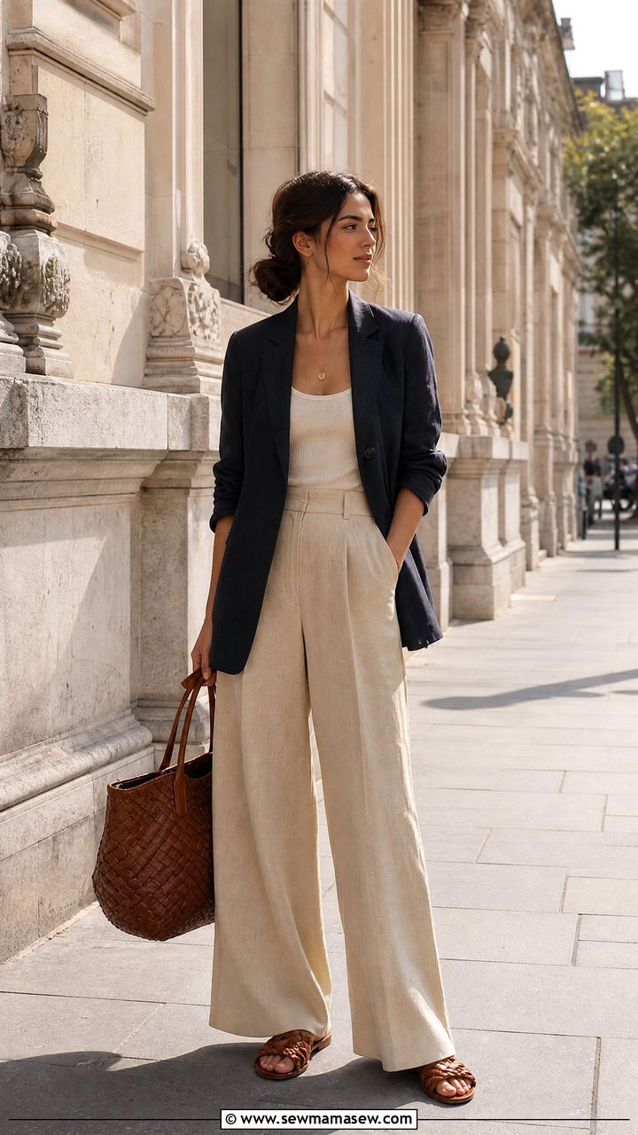 Linen blazer and wide leg trousers dark academia outfit - 30 Dark academia summer outfits