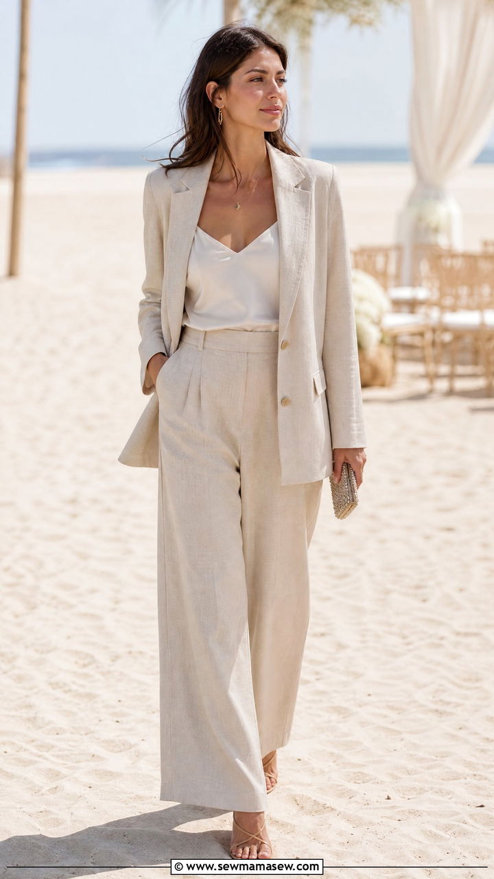 Linen blazer with matching wide leg trousers - 25 How to style a blazer for a wedding