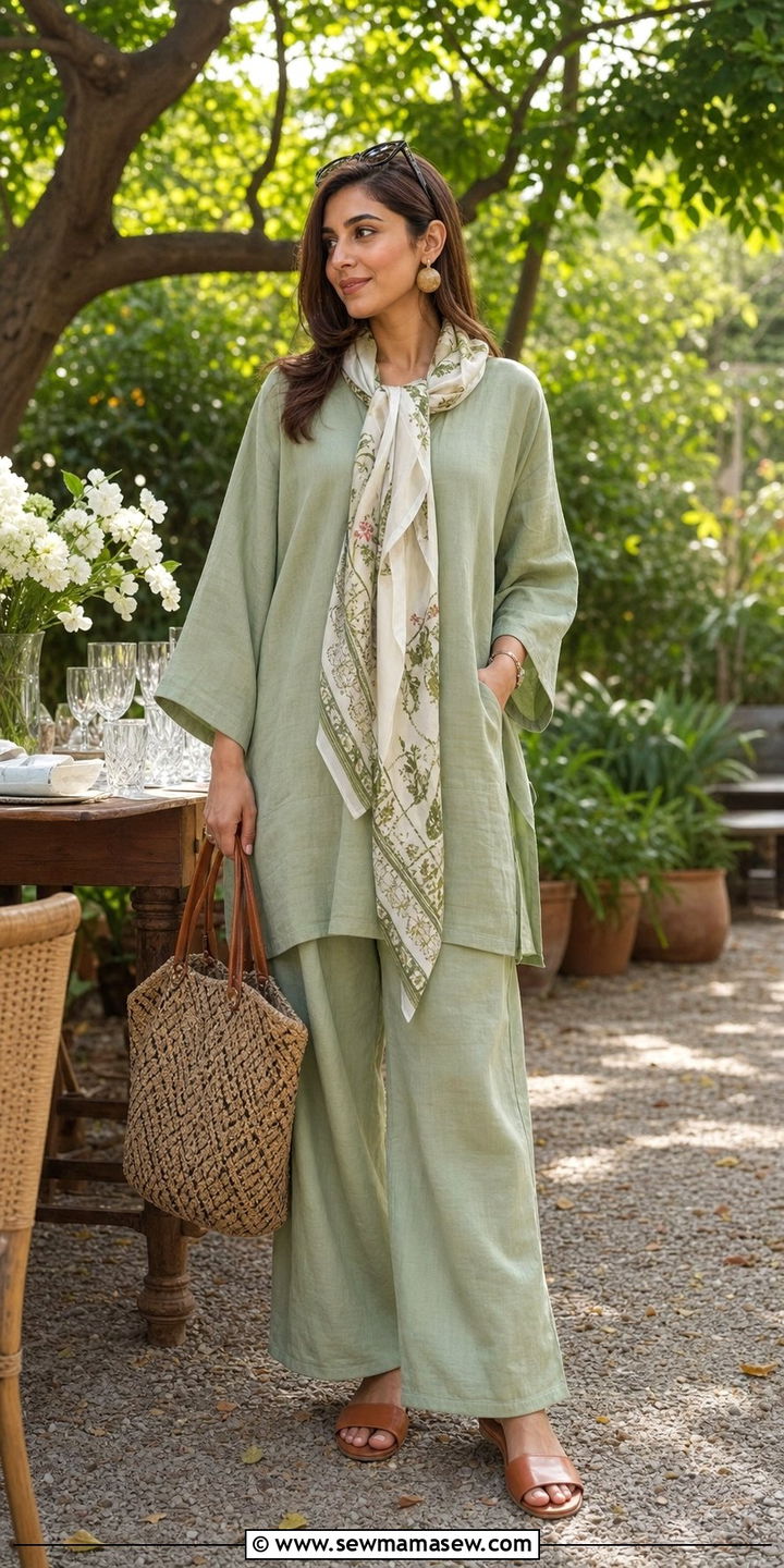 Linen co ord set with wide leg trousers - 25 Eid al Adha outfit ideas 2026