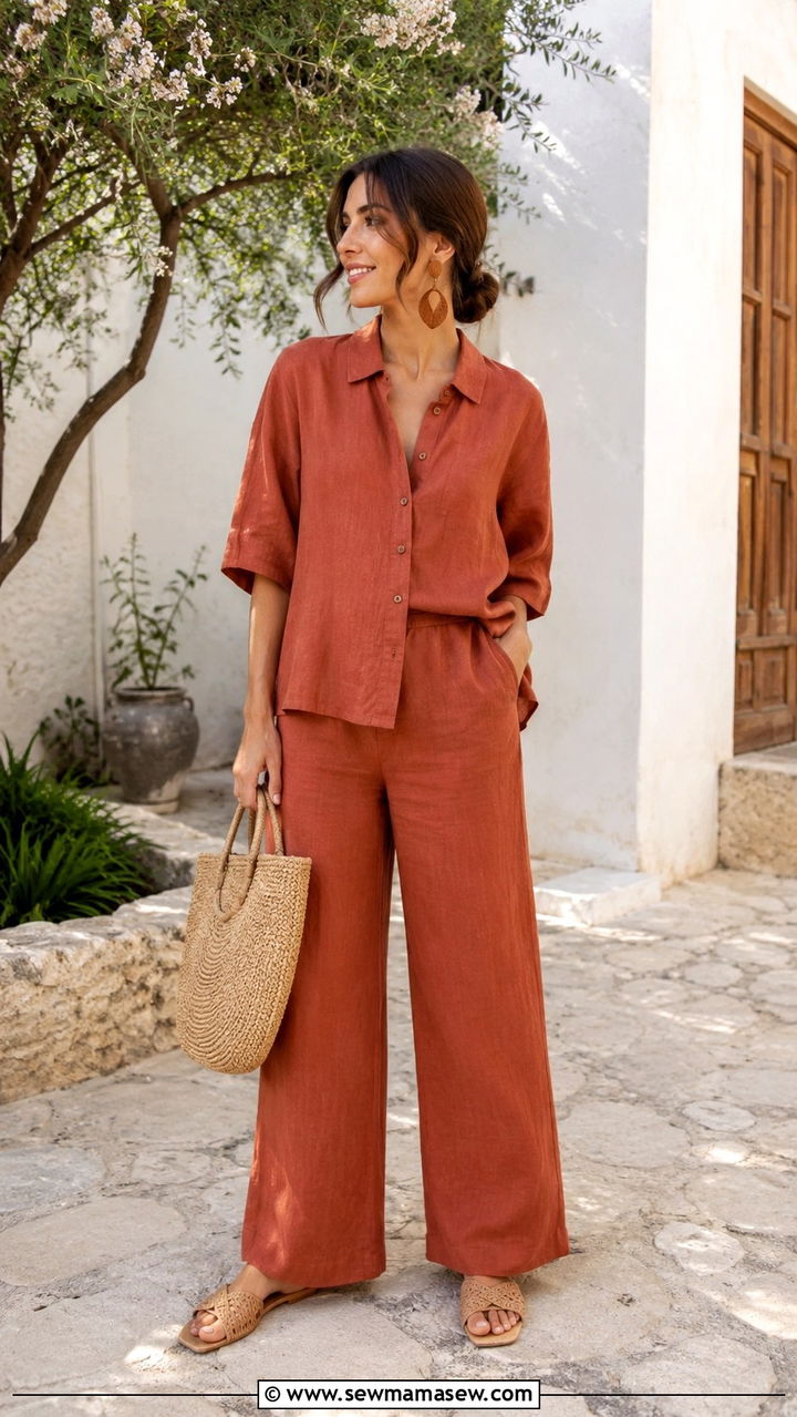 Linen matching set outfit - 30 Spring outfits for college girls