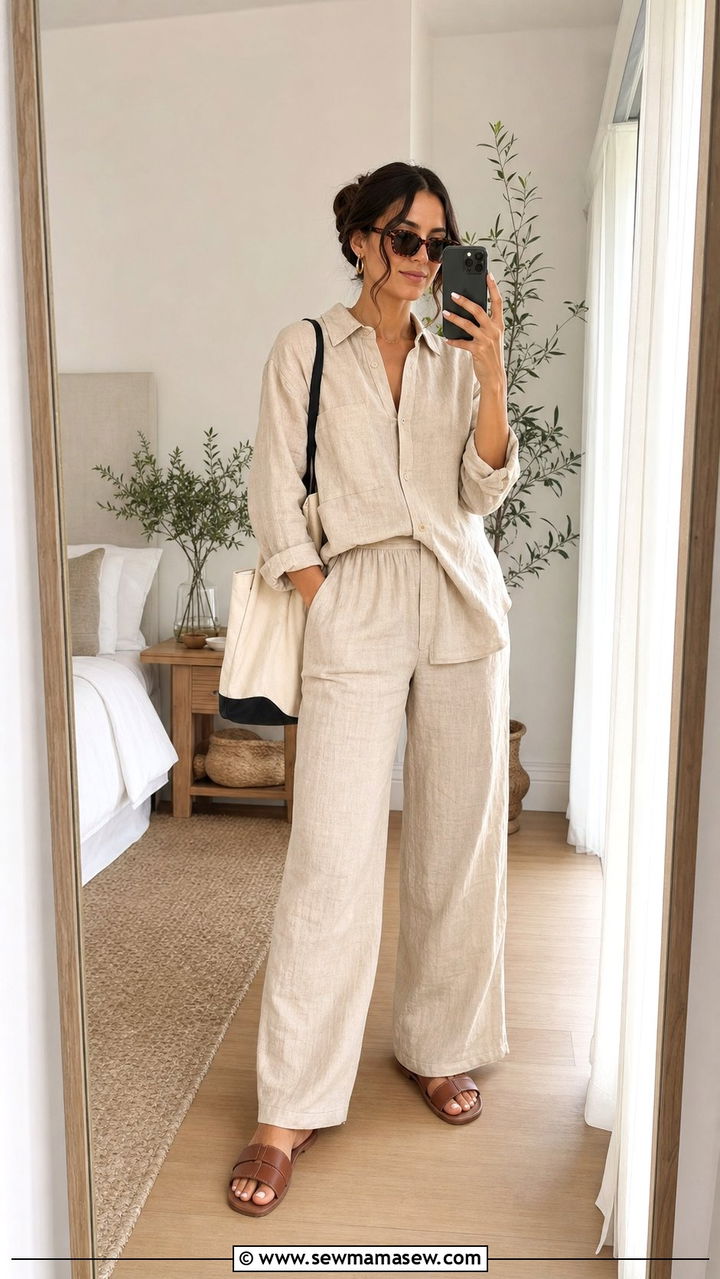Linen matching set outfit - 25 spring to summer outfits inspo