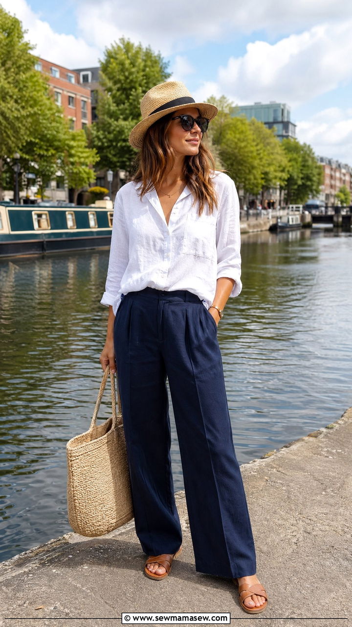 Linen shirt and wide leg trousers Dublin outfit - 35 Dublin outfit ideas