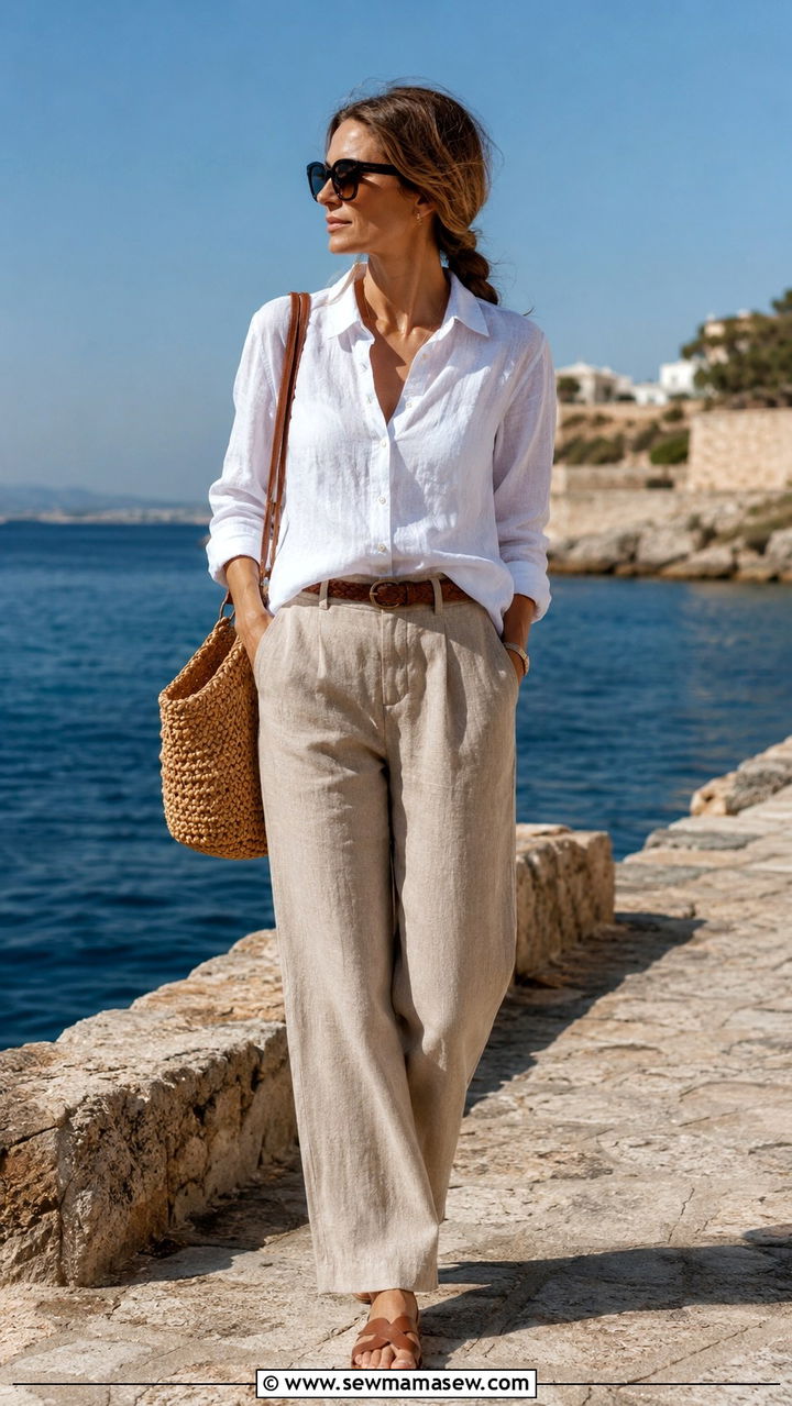 Linen shirt with relaxed trousers - 25 Old money outfit ideas with trousers