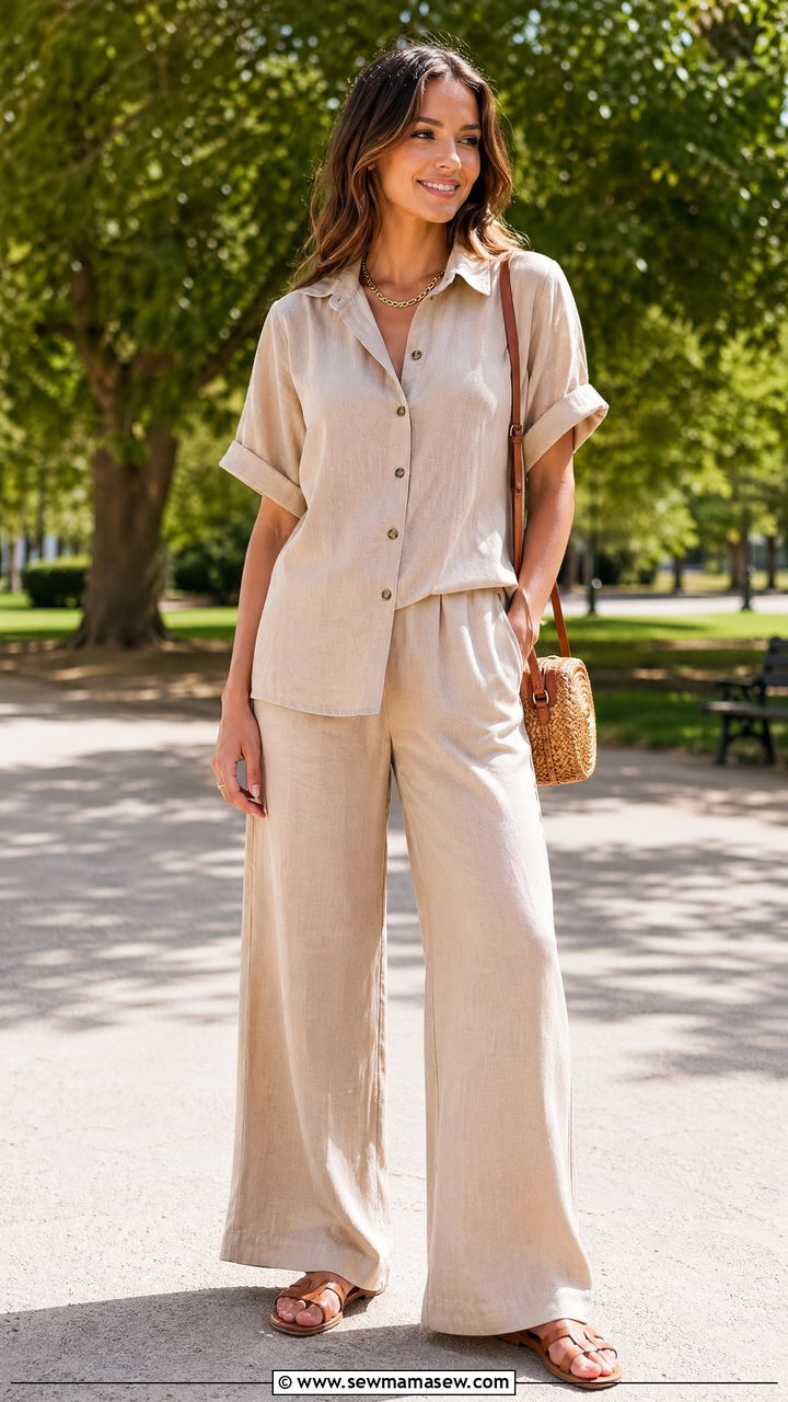 Linen two piece set for family reunion - 35 Family reunion outfit ideas