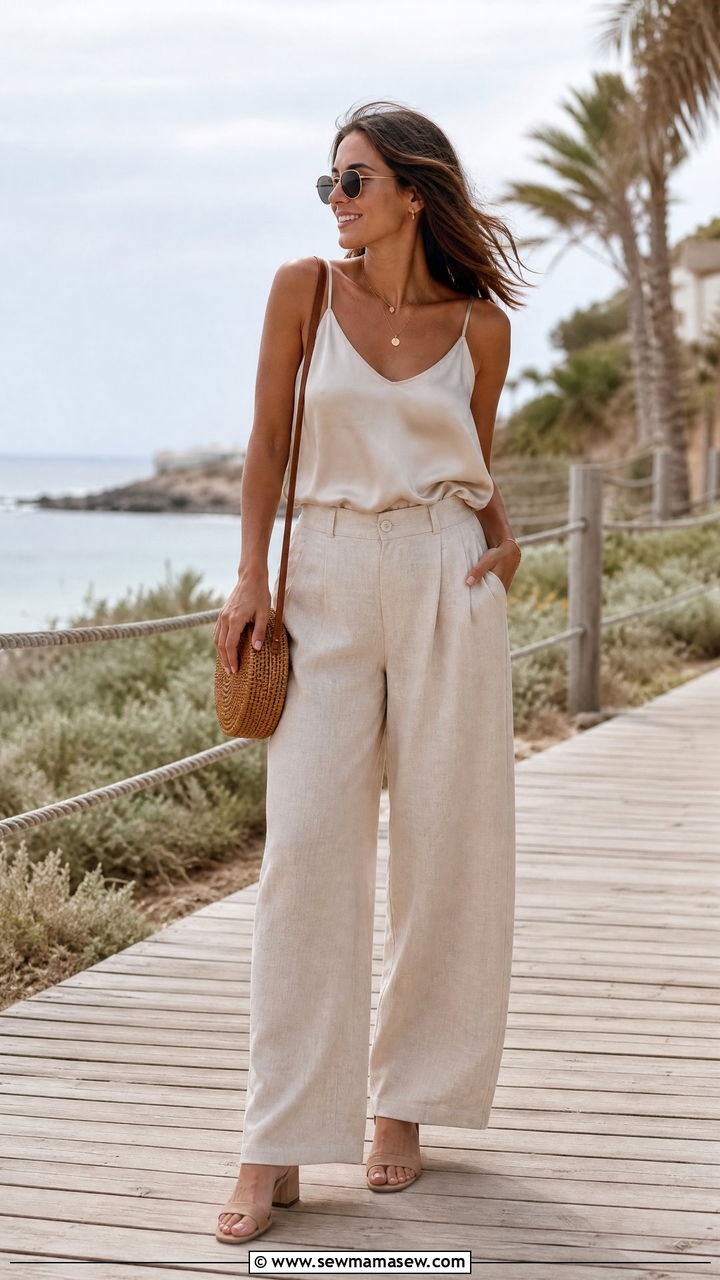 Linen wide leg pants with heels outfit - 25 Wide leg pants outfit ideas with heels