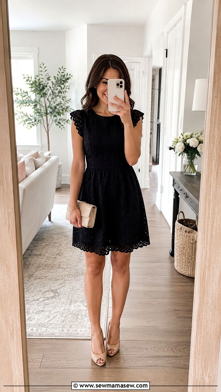 Little Black Dress Peep toe Pumps - 30 casual outfits for short women