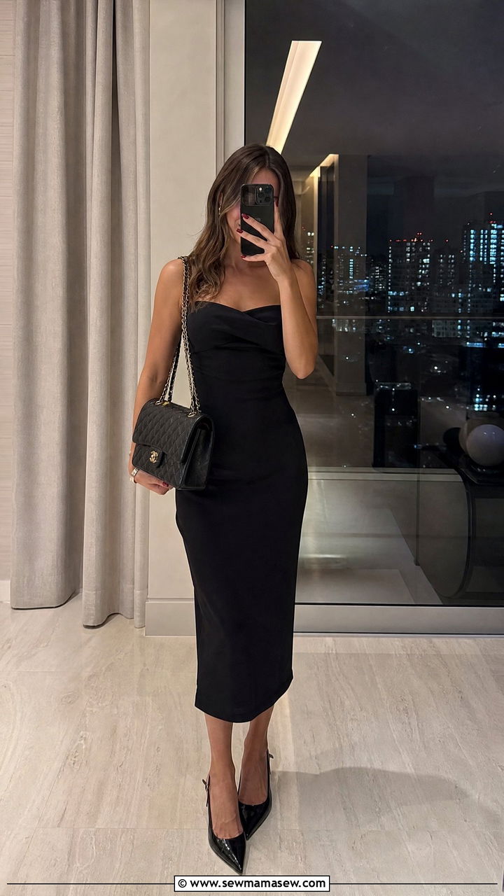 Little Black Dress With Chanel Classic Flap Bag - 30 French girl outfit ideas with Chanel bag