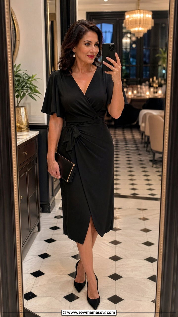 Little Black Dress With Classic Pumps - 35 dinner outfits for women over 40