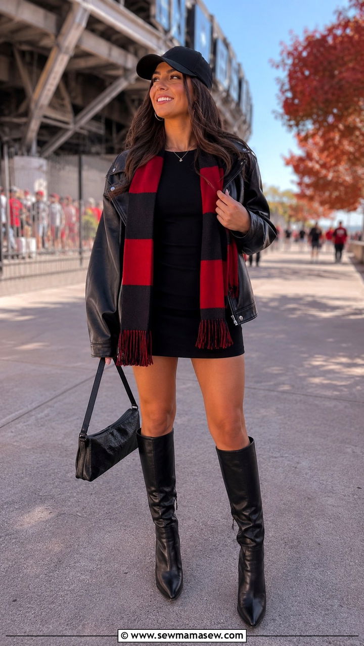 Little Black Dress with Team Accessories Outfit - 30 NFL game outfit ideas