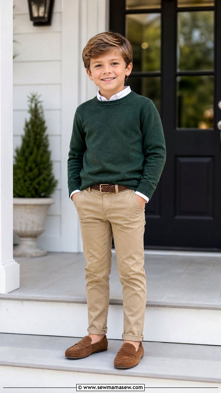 Little Boy Sweater and Chinos Outfit - 25 Little boy outfit ideas