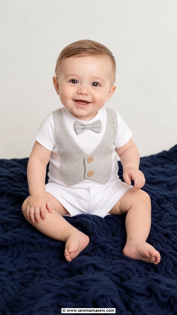 Little Gentleman Vest with Clip On Bow Tie - 20 6 month photo outfit ideas