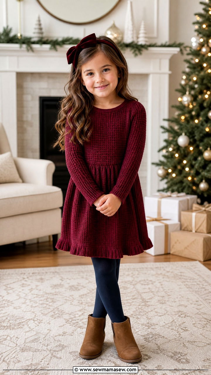 Little Girl Knit Dress With Tights - 25 Little girl outfit ideas