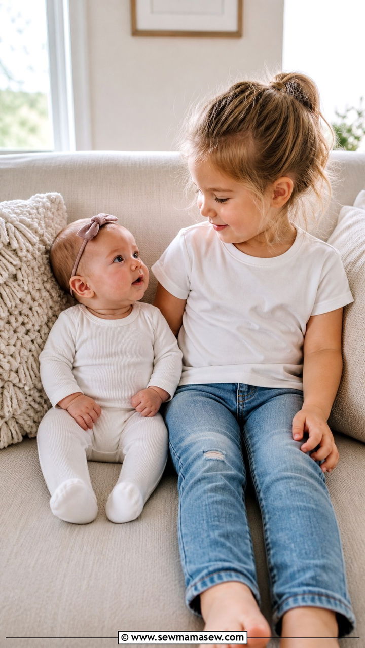 Little Sister Bodysuit With Big Sister Tee - 20 Baby announcement outfit ideas