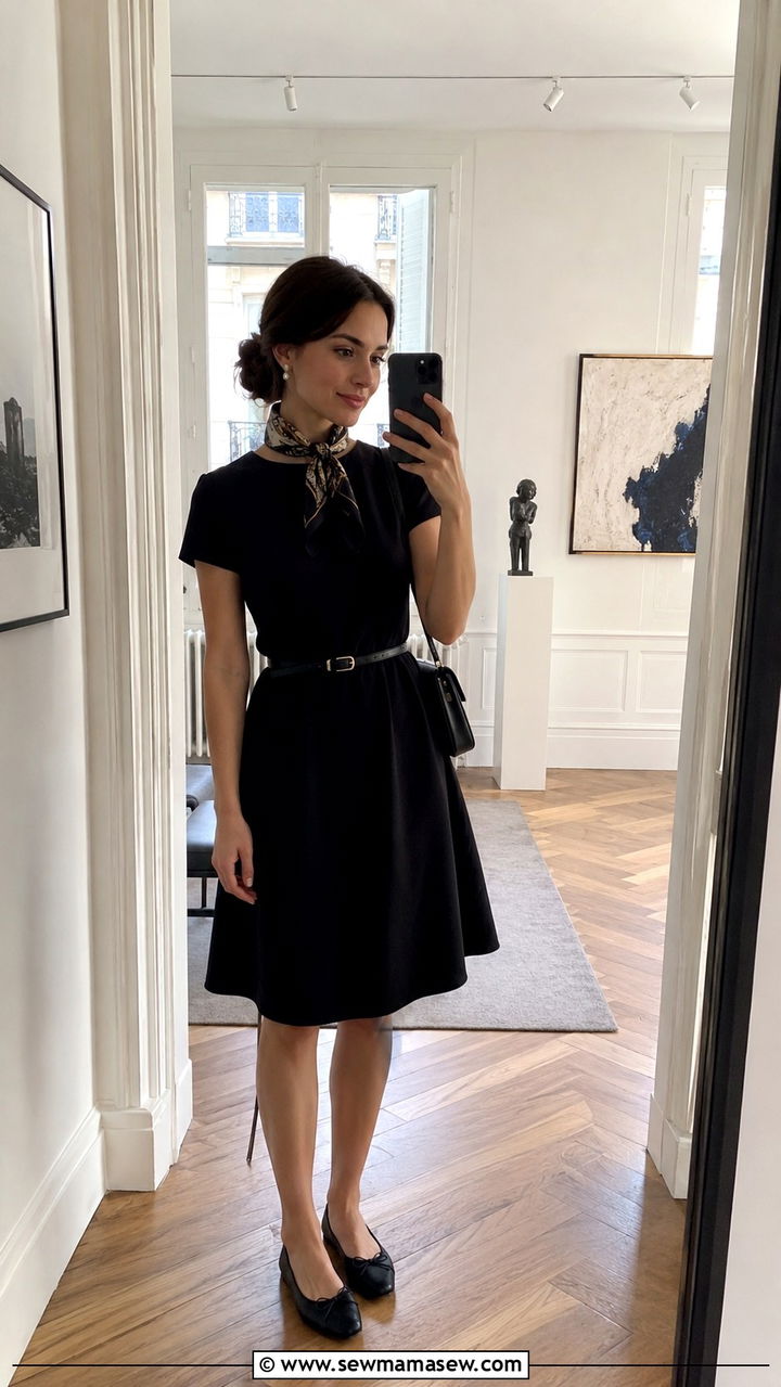 Little black dress with ballet flats outfit - 25 Petite Parisian outfit ideas
