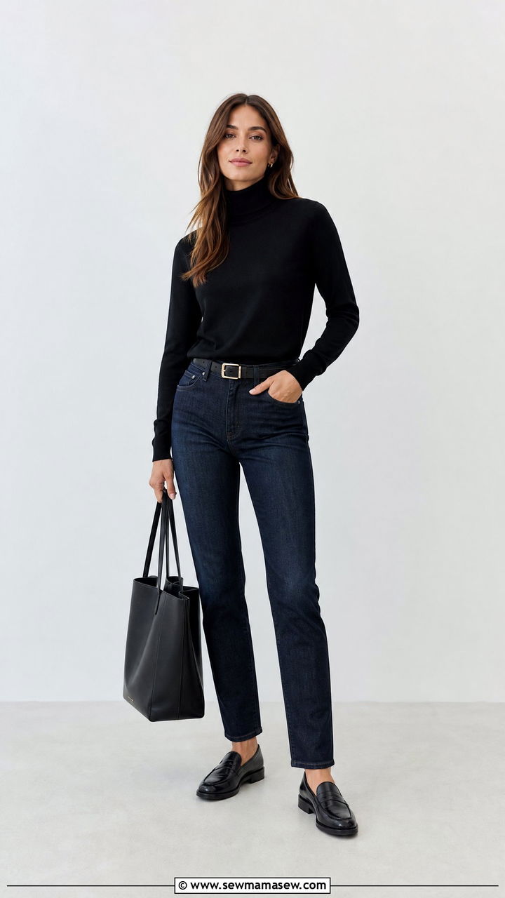 Loafers With Jeans And Fine Gauge Turtleneck - 30 Loafers outfit ideas with jeans
