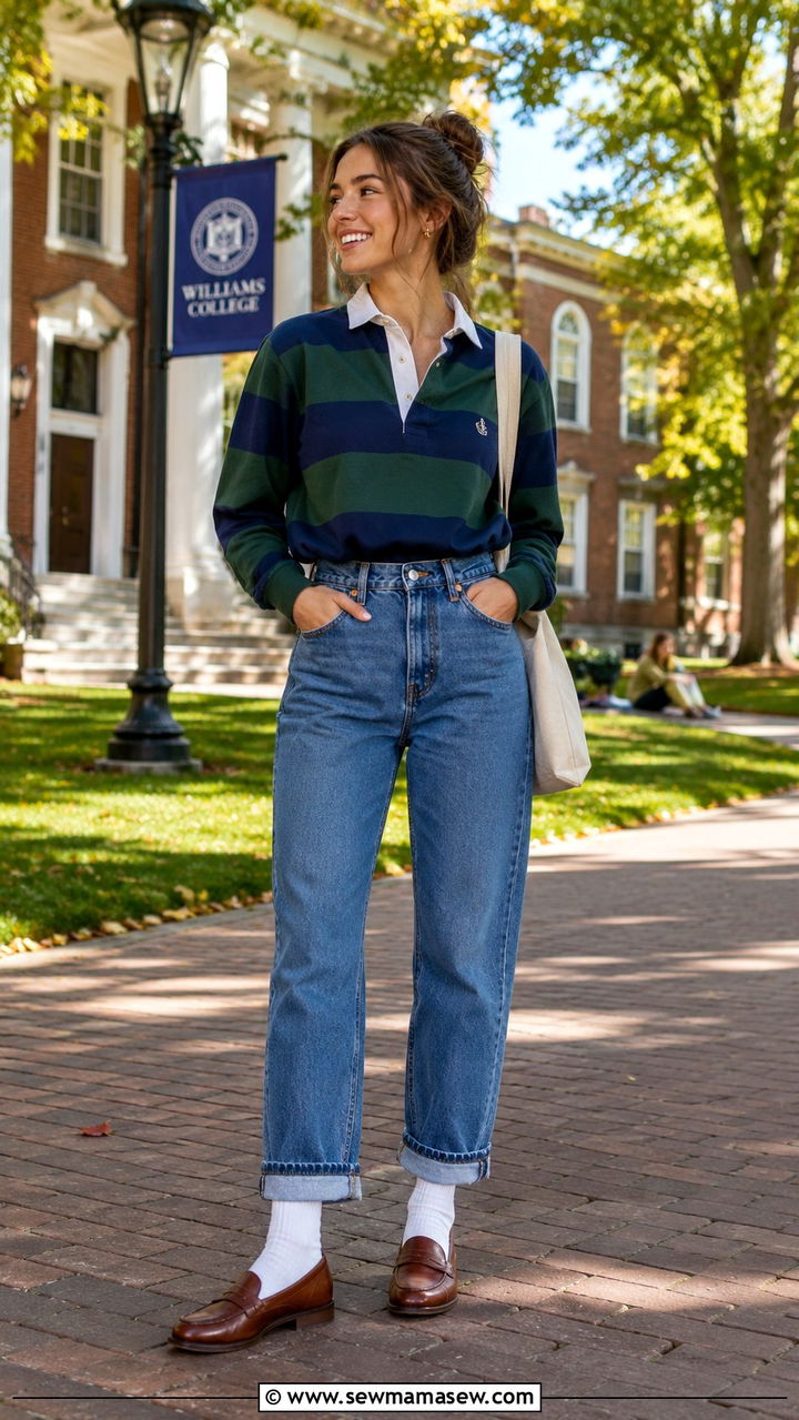 Loafers With Rolled Jeans And Crew Socks For Preppy Style - 30 Loafers outfit ideas with jeans