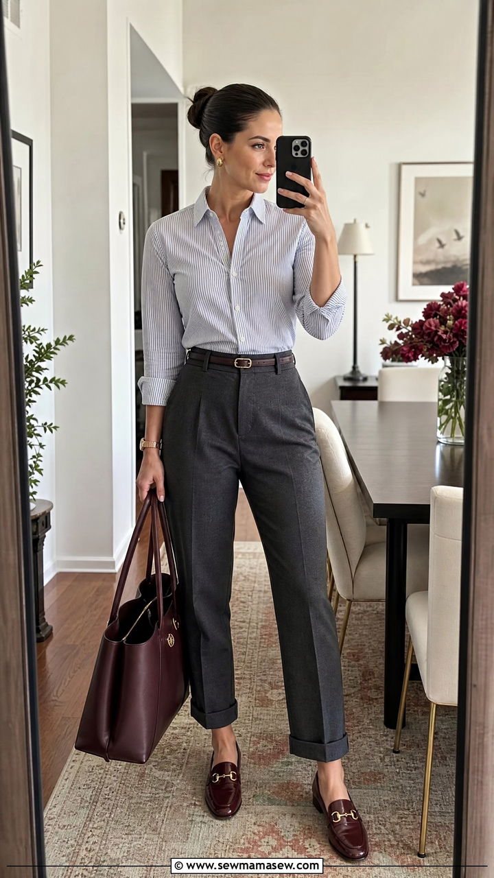 Loafers and Cuffed Trousers Flight Attendant Outfit - 30 Flight attendant style outfits