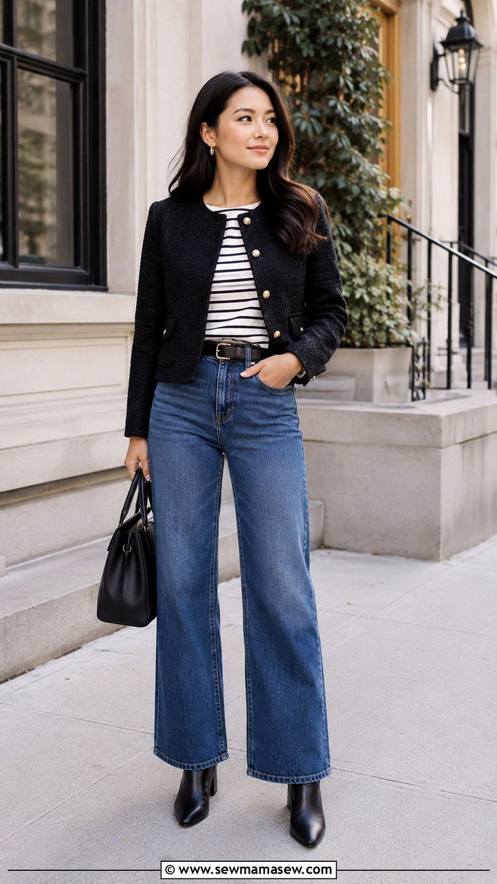 Loft Petite Tweed Jacket and Jeans Outfit - 25 Petite outfit ideas from Loft