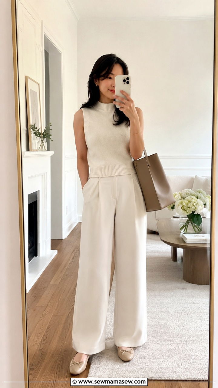 Loft Petite Wide Leg Trousers and Sweater Outfit - 25 Petite outfit ideas from Loft
