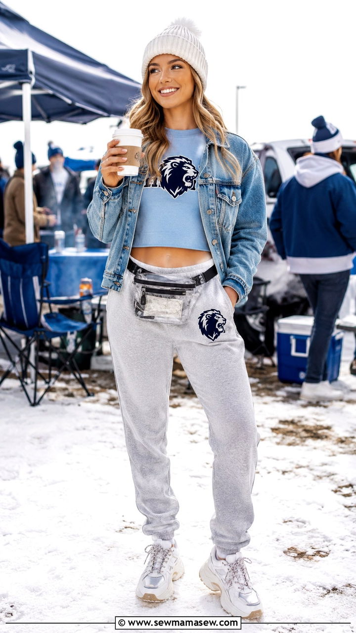 Logo Sweatpants and Crop Top - 30 Tailgate outfit ideas college