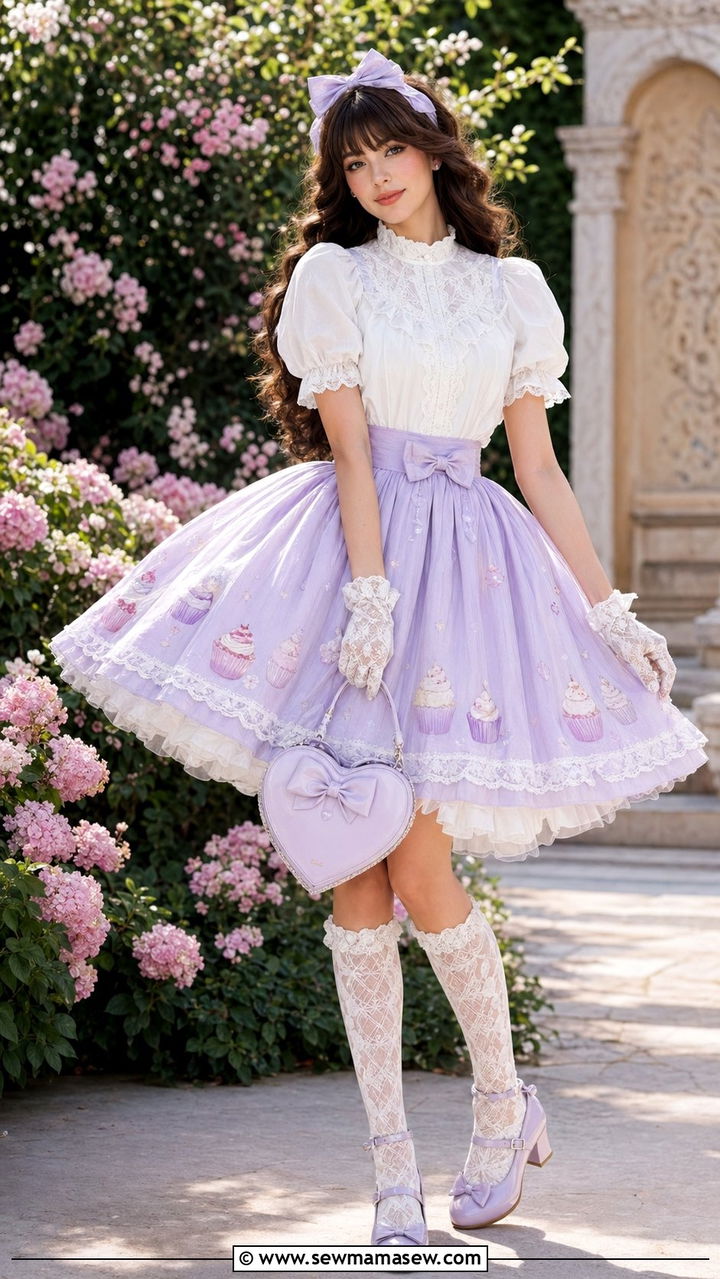 Lolita Puff Sleeve Blouse and Cupcake Bell Skirt Outfit - 35 aesthetic outfits