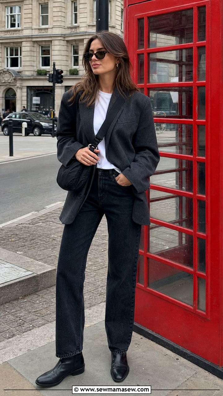 London Blazer and Straight Leg Jeans - 25 Europe travel outfits inspo