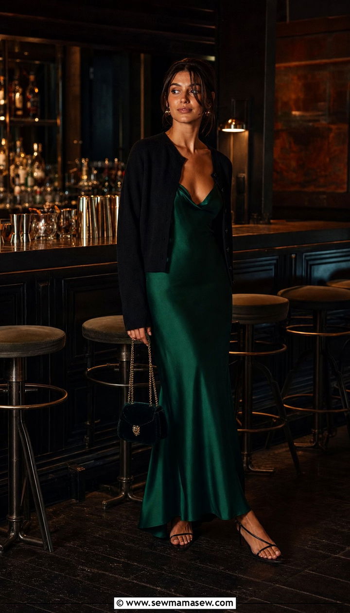 London Satin Slip Dress Evening Outfit - 25 Europe travel outfits inspo